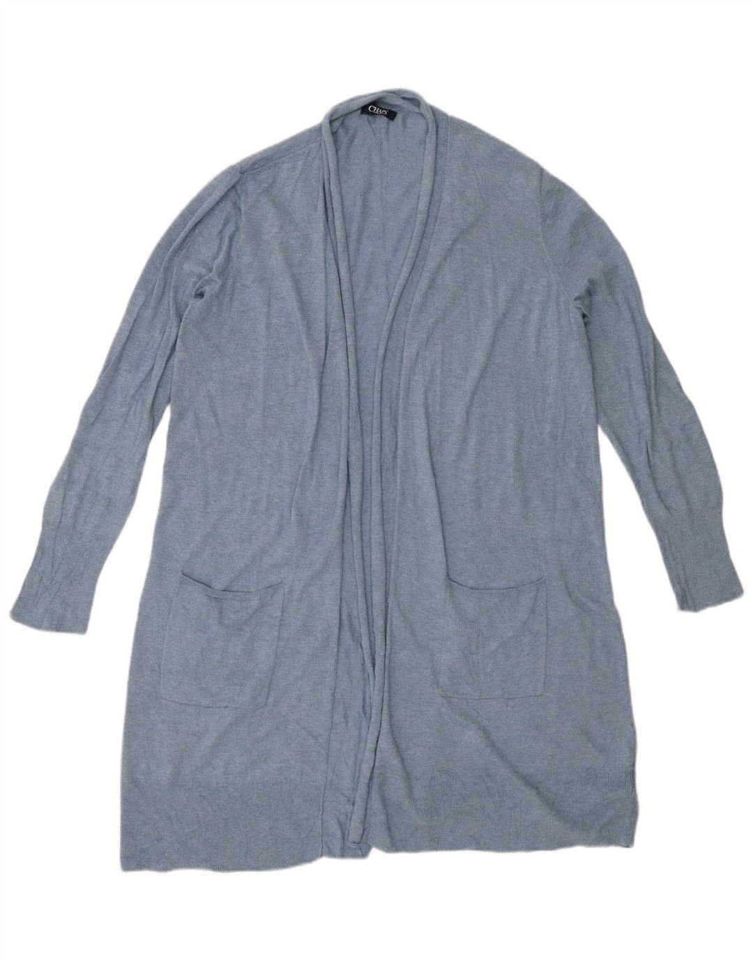 Suéter cardigan aberto com palangre feminino CHAPS Reino Unido 16 grande algodão azul