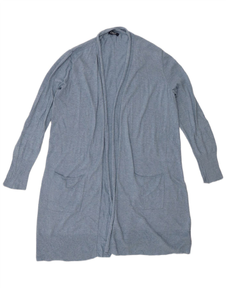 Suéter cardigan aberto com palangre feminino CHAPS Reino Unido 16 grande algodão azul