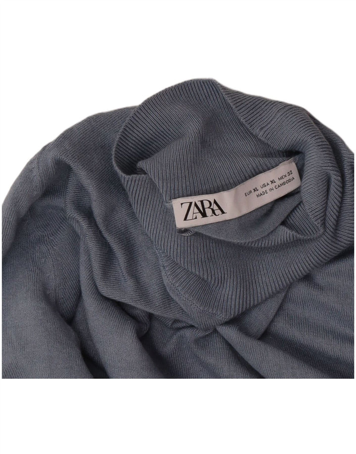 Suéter Zara feminino com gola tartaruga, 18 XL, azul