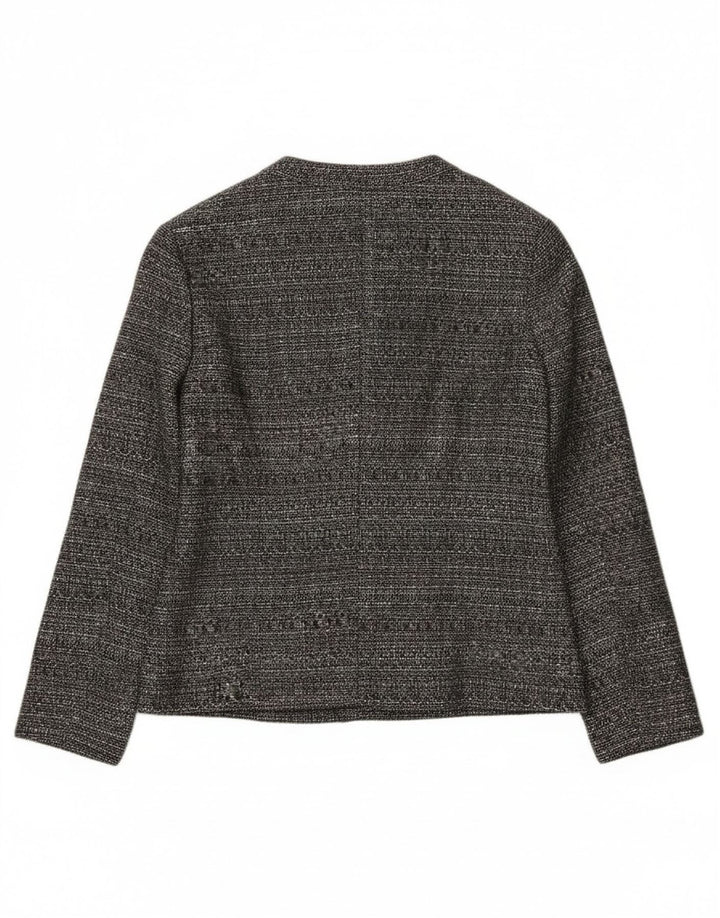 Jaqueta blazer feminina Eastex com 1 botão Reino Unido 12 poliéster manchado cinza médio