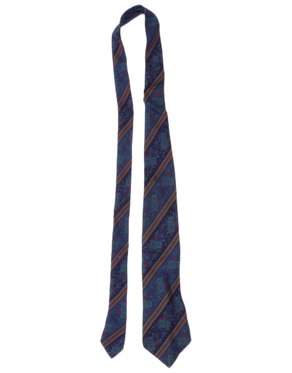 Gravata masculina Yves Saint Laurent tamanho único L57 azul floral seda clássico