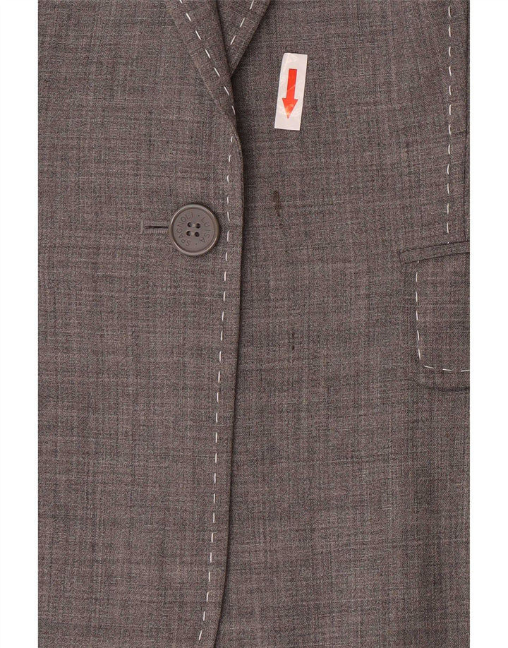 Luisa Spagnoli Jaqueta blazer feminina manga 3/4 1 botão IT 46 grande cinza