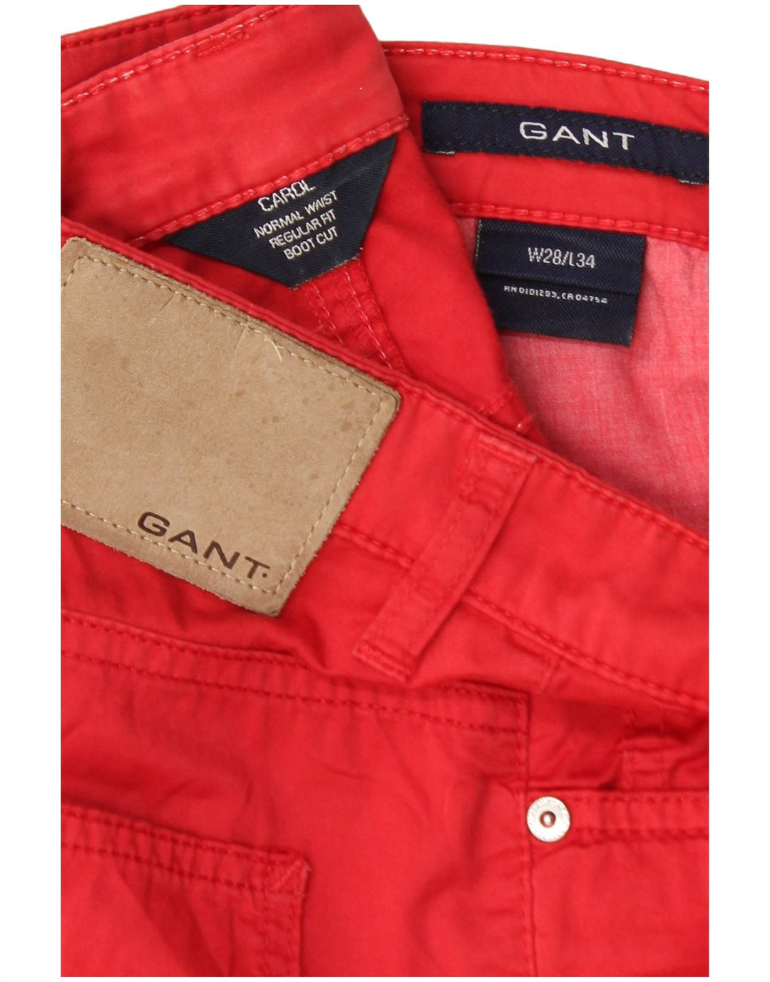 GANT Calça feminina Carol Regular Fit reta casual W28 L29 algodão vermelho