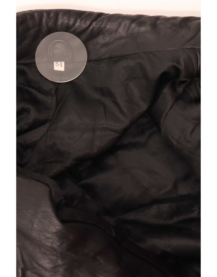 Jaqueta de couro masculina vintage IT 54 2XL preta