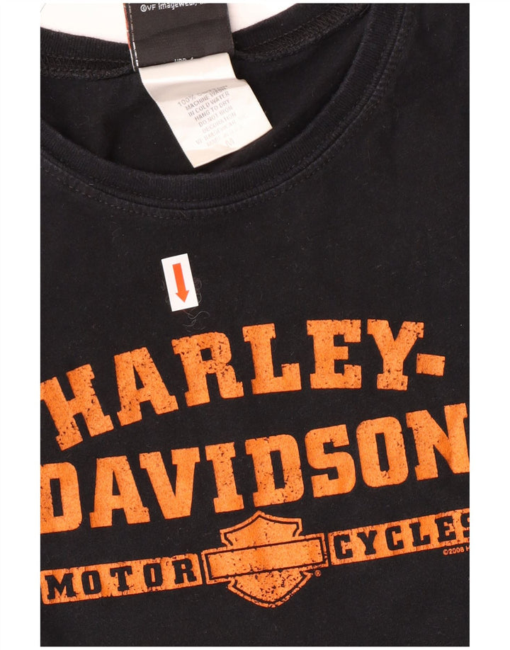 Camiseta feminina HARLEY DAVIDSON com estampa gráfica UK 12 algodão preto médio