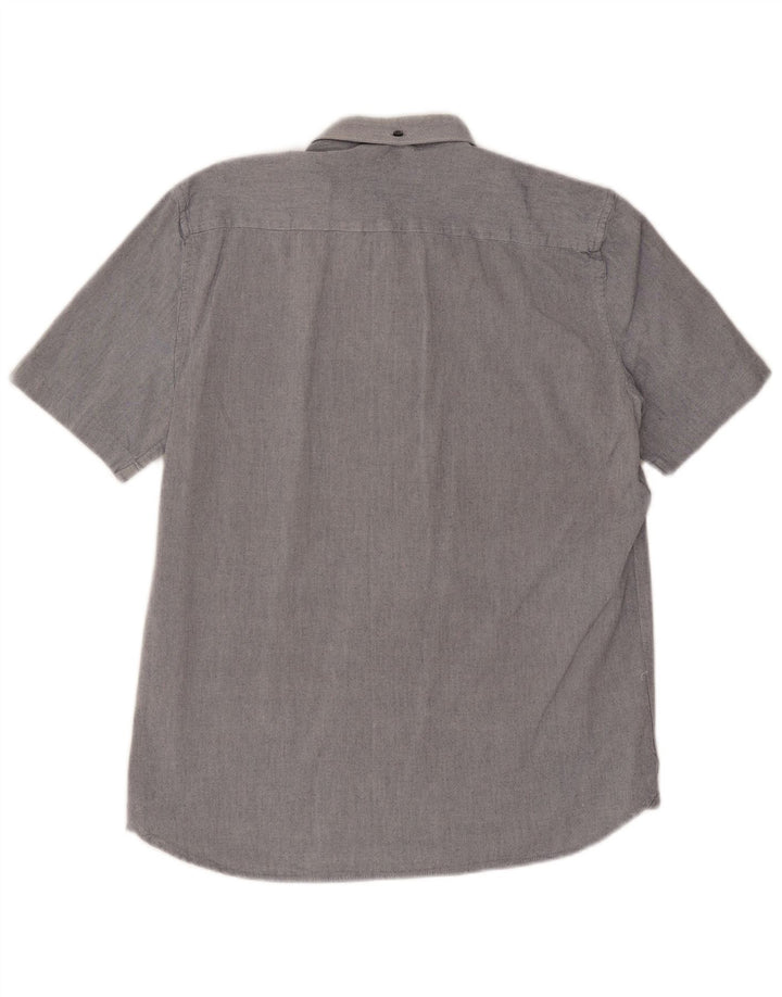Camisa masculina de manga curta French Connection algodão azul médio