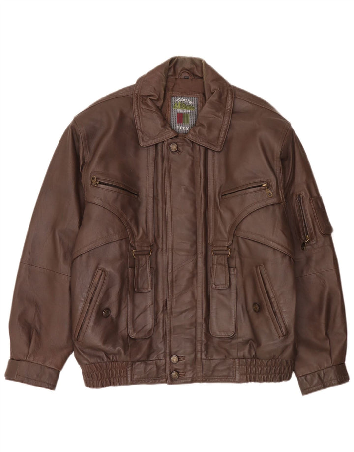 Jaqueta de couro masculina vintage IT 48 marrom médio
