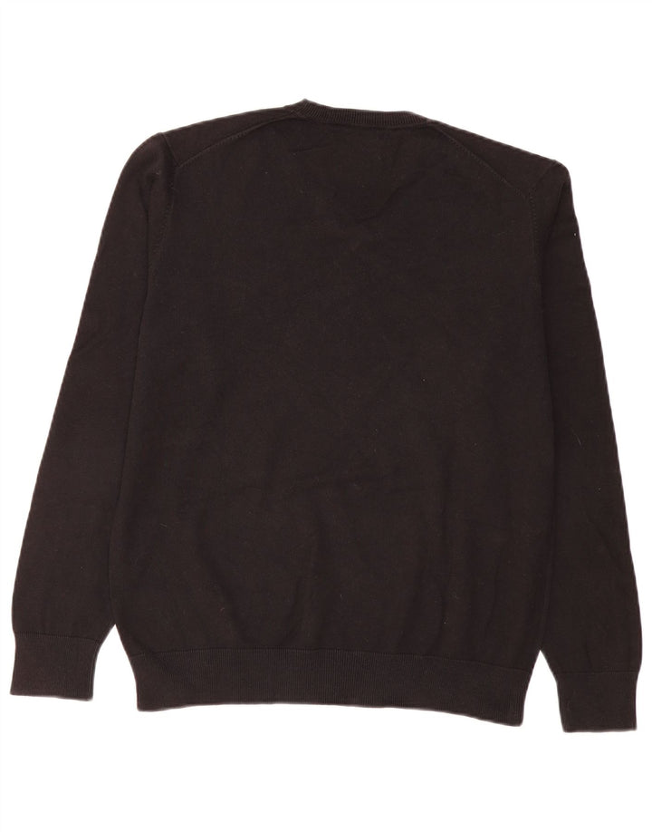 Zara Suéter masculino com decote em V grande preto Argyle/Diamante