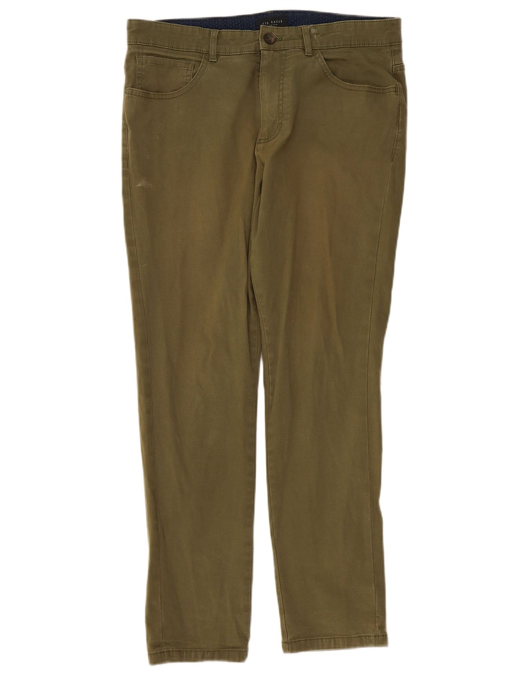 Calça casual slim masculina Ted Baker W32 L29 algodão cáqui