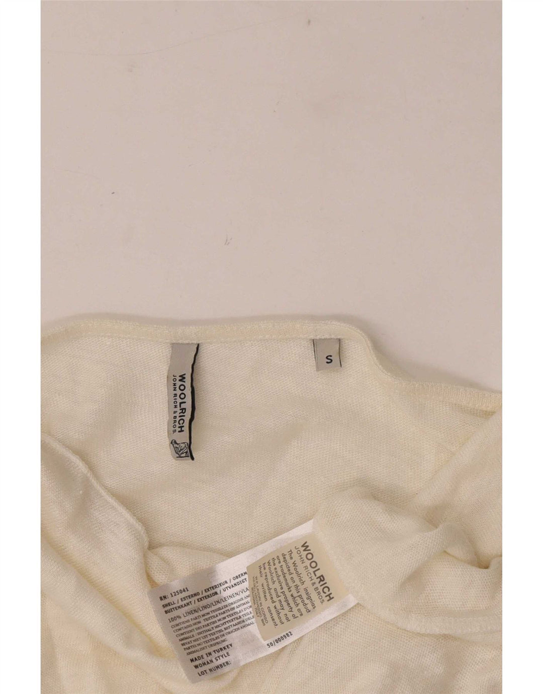Woolrich feminino manga 3/4 oversized fora do ombro top UK 10 pequeno branco