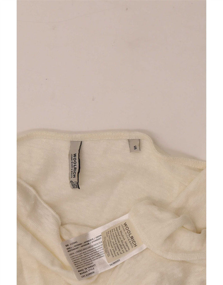 Woolrich feminino manga 3/4 oversized fora do ombro top UK 10 pequeno branco