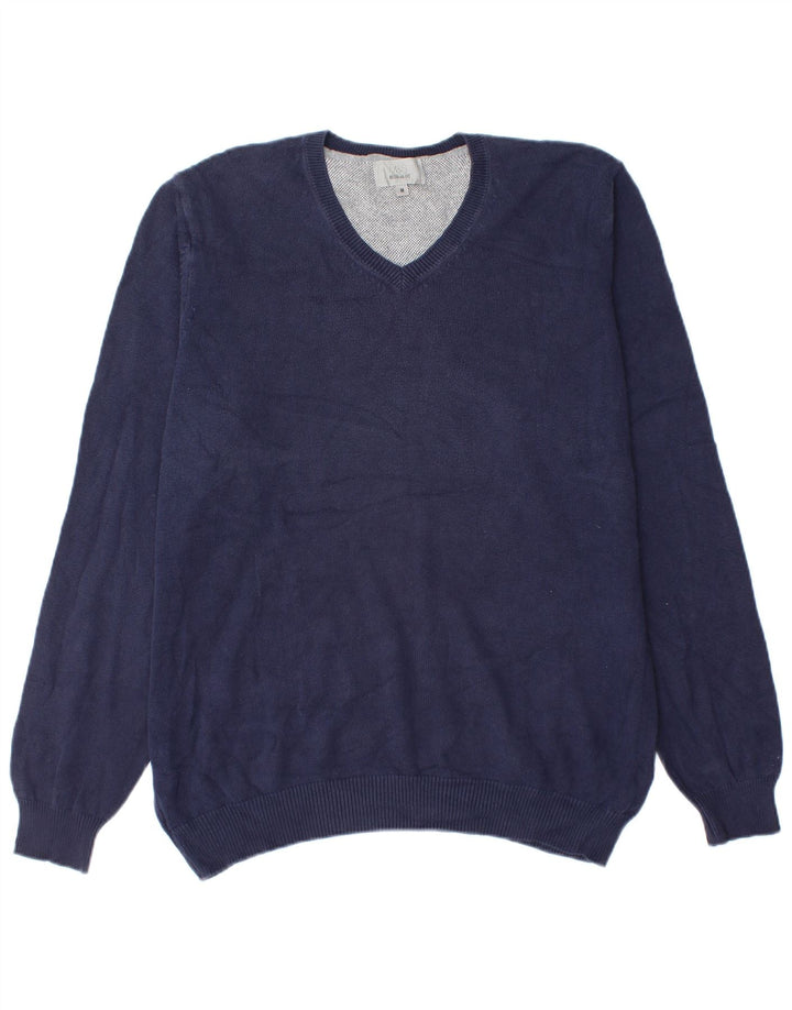 Suéter masculino Marks & Spencer regular fit com decote em V azul marinho médio