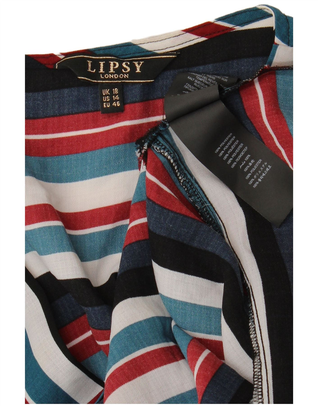 Blusa feminina Lipsy UK 18 XL poliéster listrado multicolorido