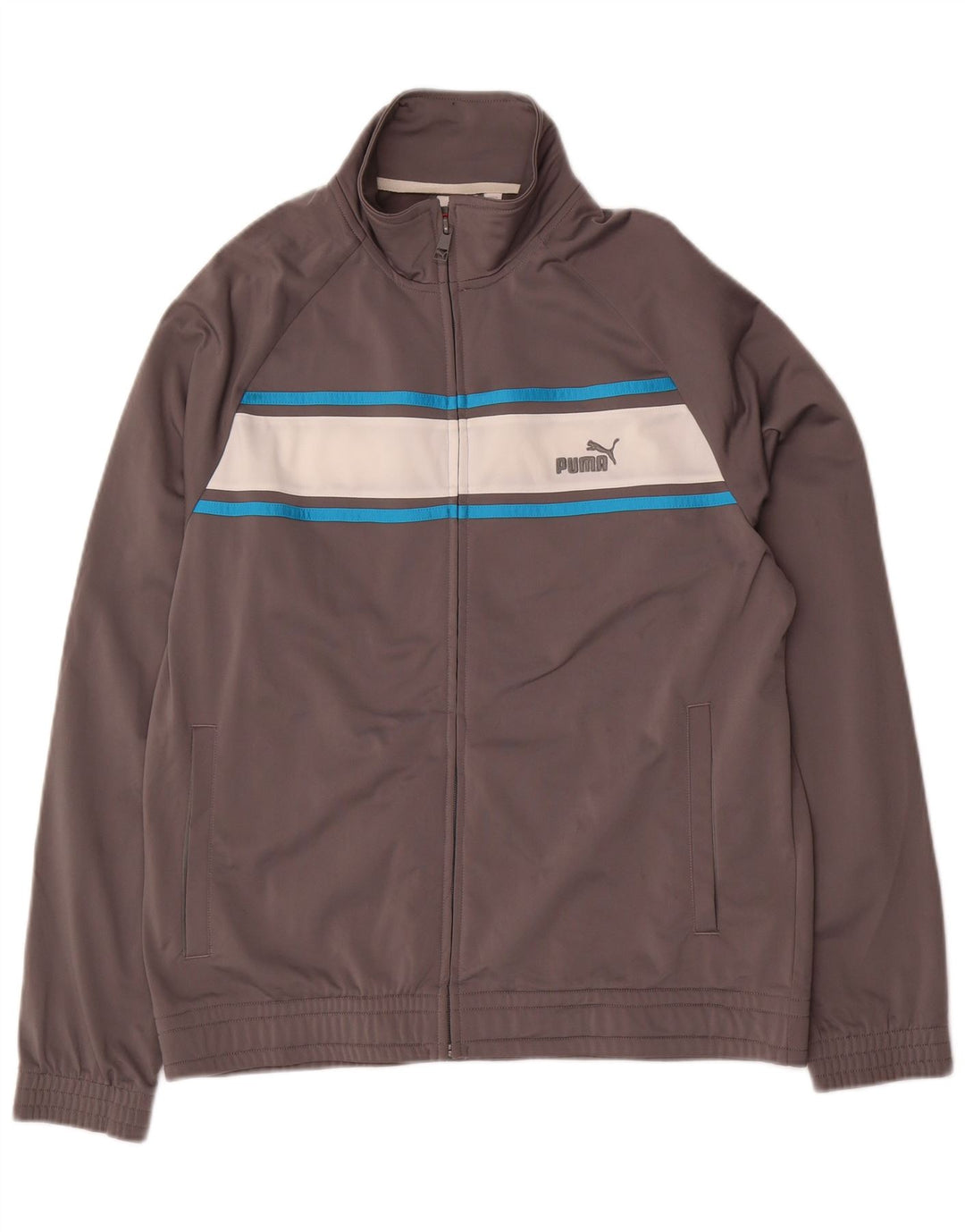PUMA Mens Tracksuit Top Jacket Médio Cinza Colourblock Poliéster