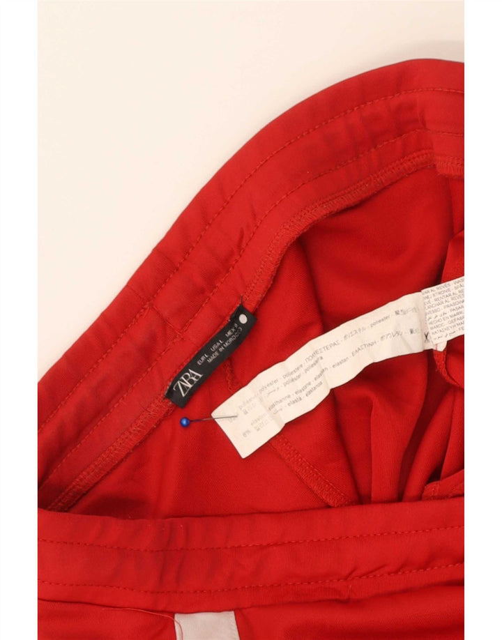 Calça de treino feminina Zara EU 30 W30 L29 vermelho colorblock poliéster