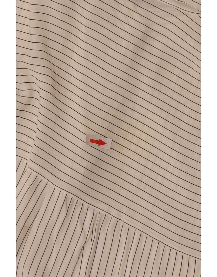 Pulôver feminino Zara transparente Reino Unido 16 grande listrado branco