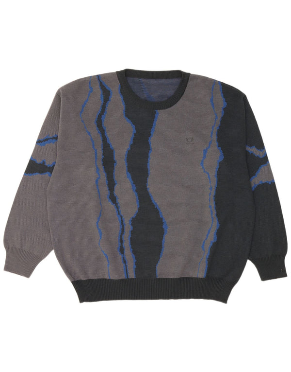 Suéter masculino vintage solto com gola redonda IT 50 azul marinho médio