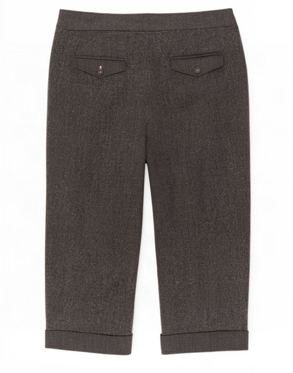 Calça capri feminina Marks & Spencer Reino Unido 16 grande W38 L22 espinha de peixe cinza