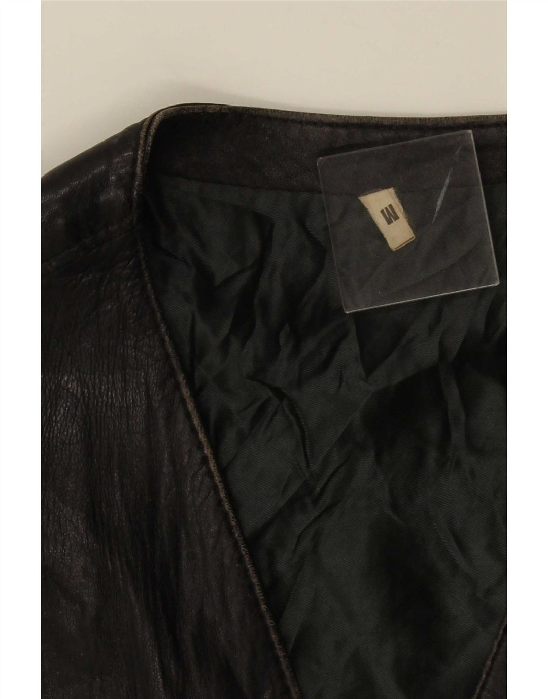 Colete de couro masculino vintage médio preto