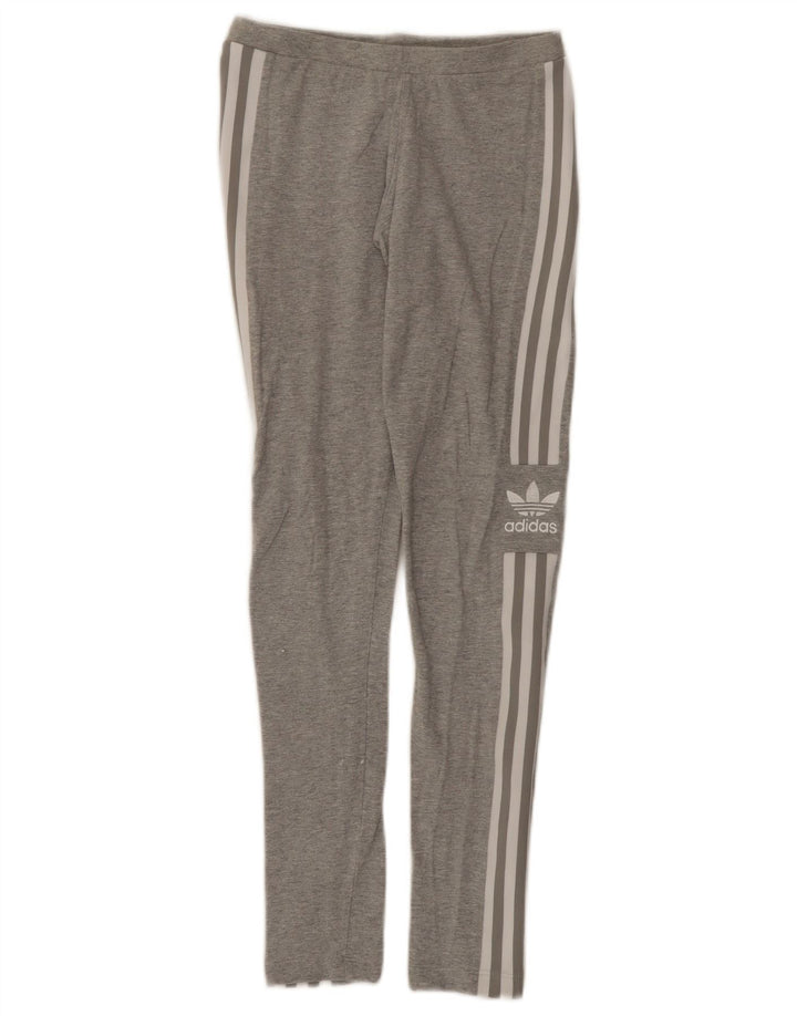 Leggings Adidas Femininas Gráficas UK 8 Pequenas Cinza Algodão
