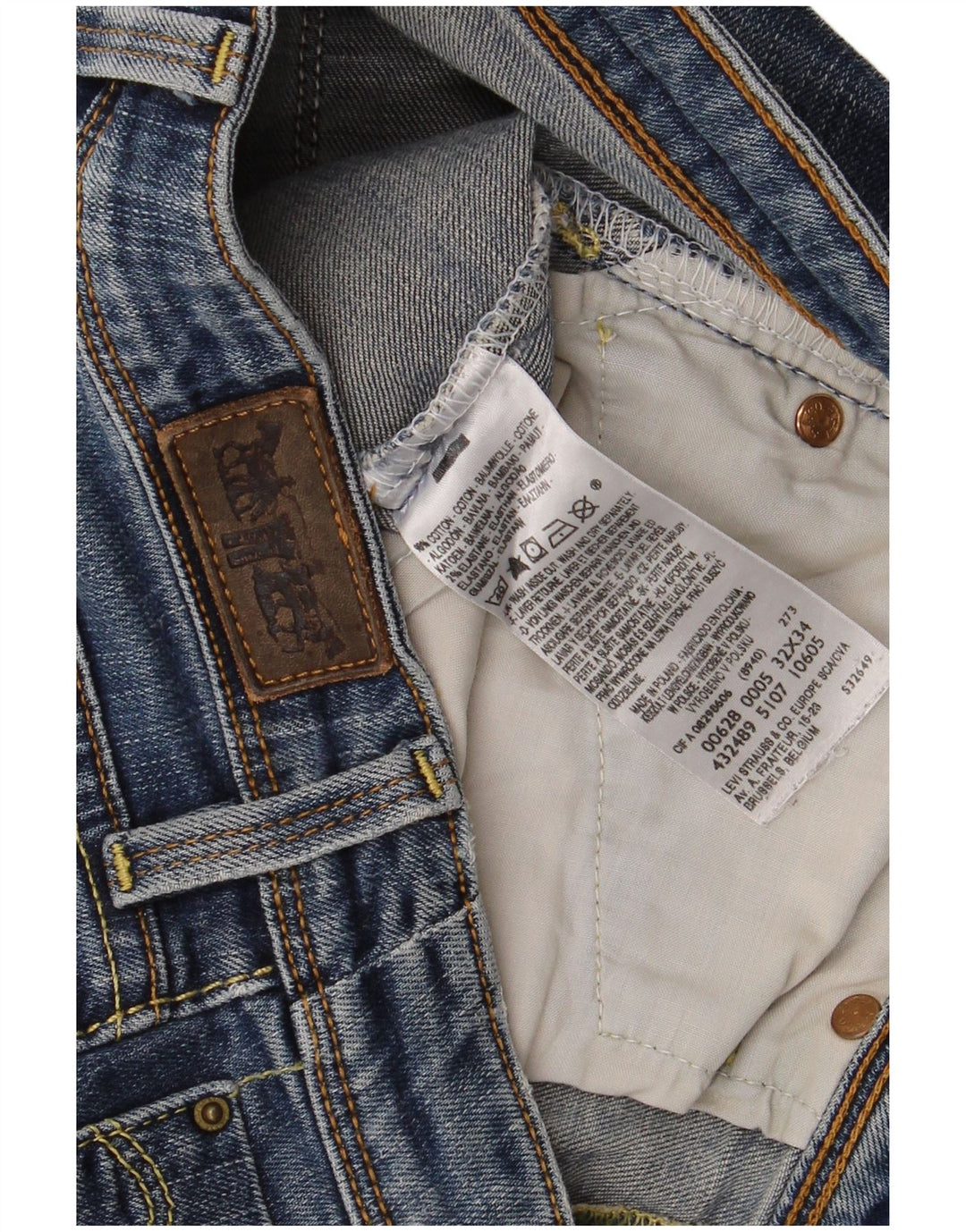 Shorts jeans feminino Levi's W32 grande algodão azul