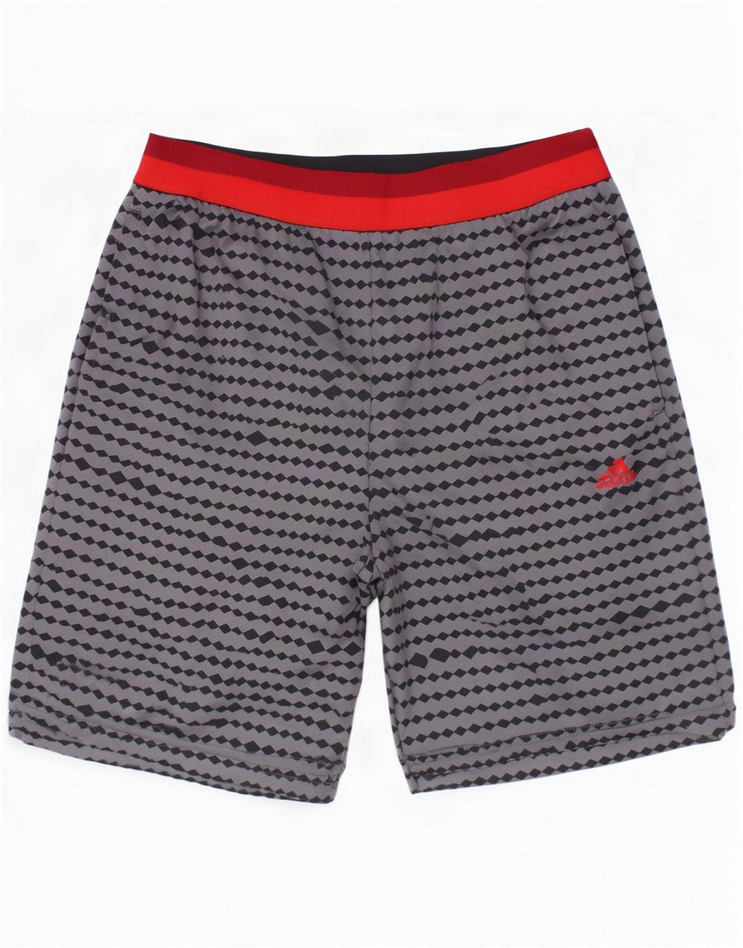 Shorts esportivos masculinos Adidas 13-14 anos cinza geométrico poliéster