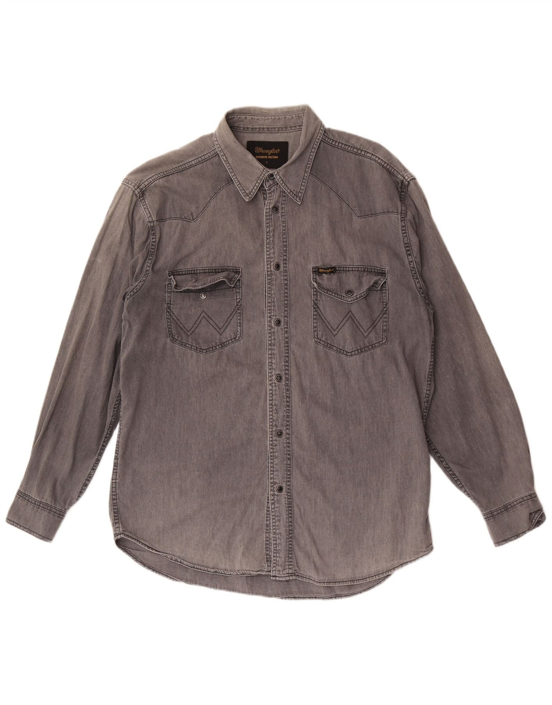 Camisa jeans masculina Wrangler grande algodão cinza