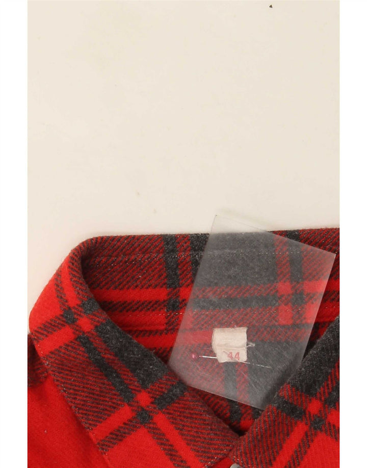 Camisa masculina vintage de flanela tamanho 44 XL lã xadrez vermelha