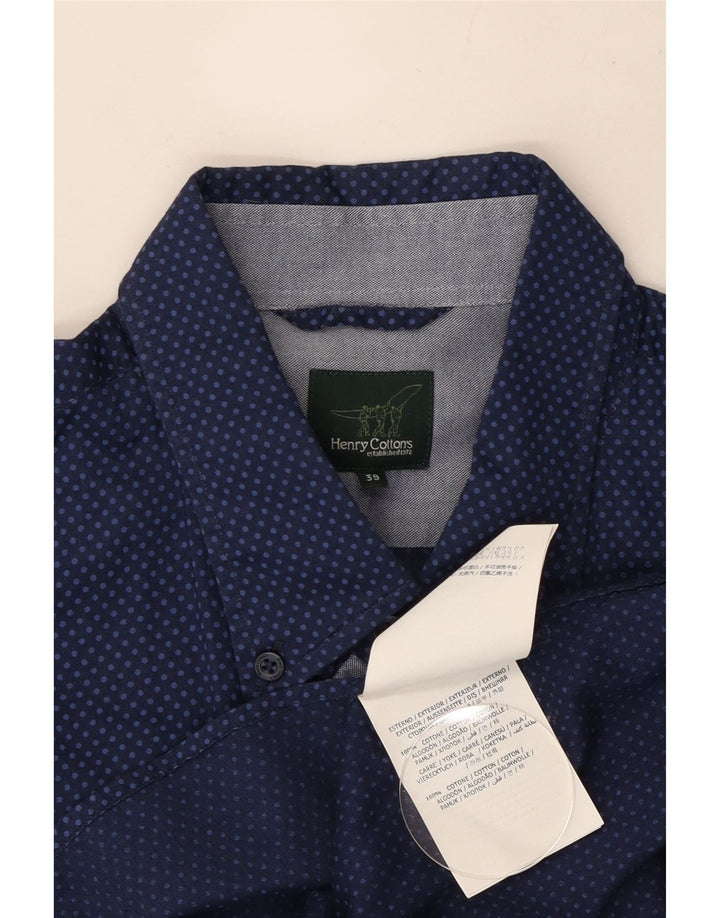 Camisa masculina HENRY COTTONS tamanho 39 algodão manchado azul marinho médio