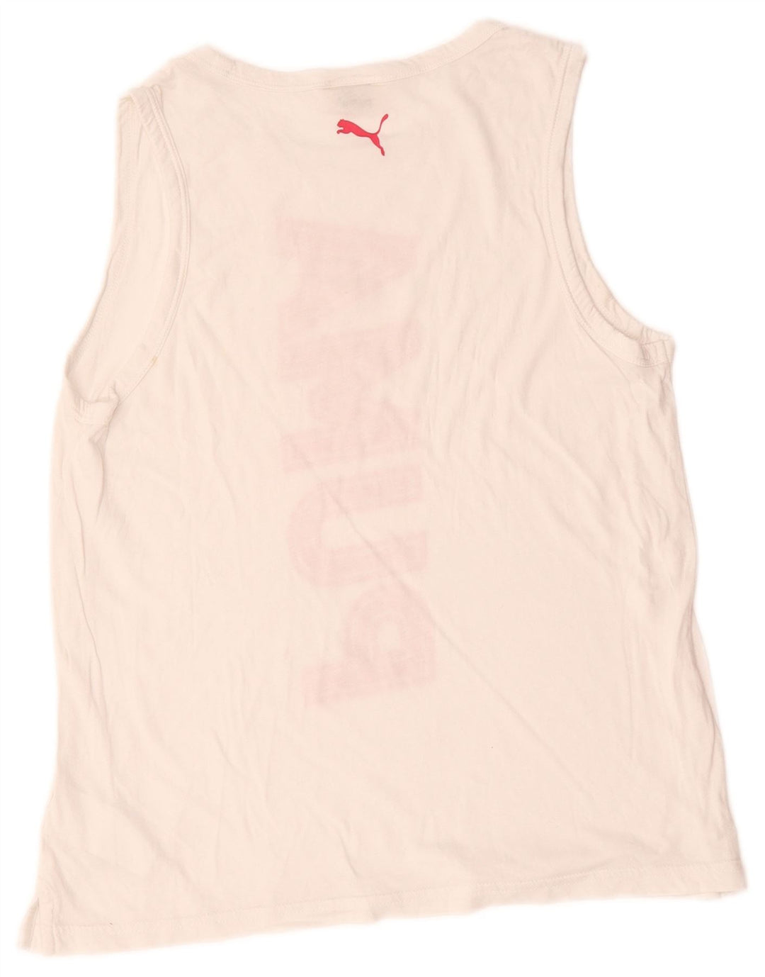 Puma Womens Oversized Graphic Vest Top UK 10 Pequeno Algodão Branco