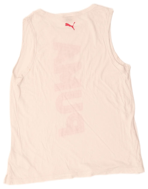 Puma Womens Oversized Graphic Vest Top UK 10 Pequeno Algodão Branco