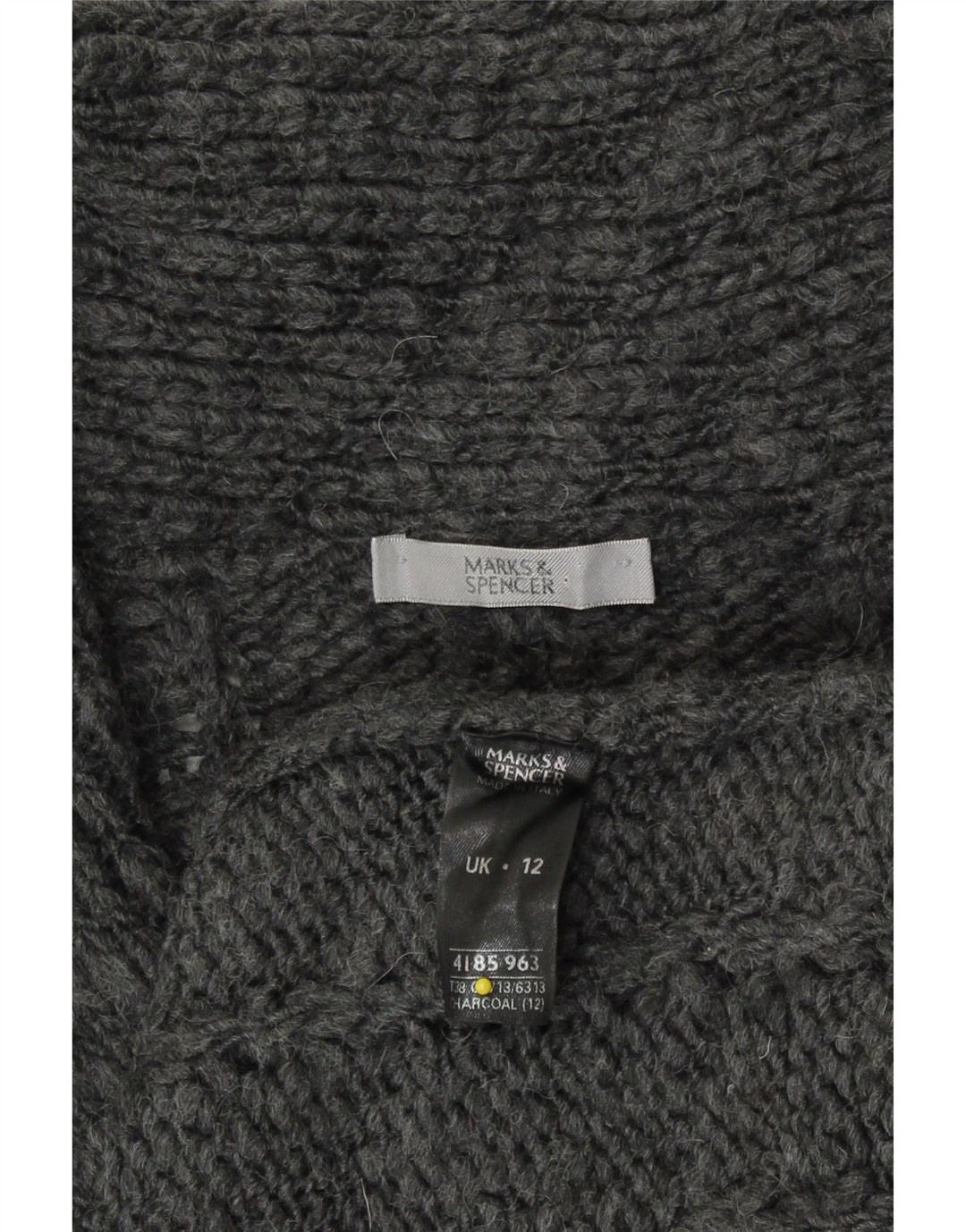 Suéter cardigã feminino Longline da Marks & Spencer Reino Unido 12 cinza médio acrílico