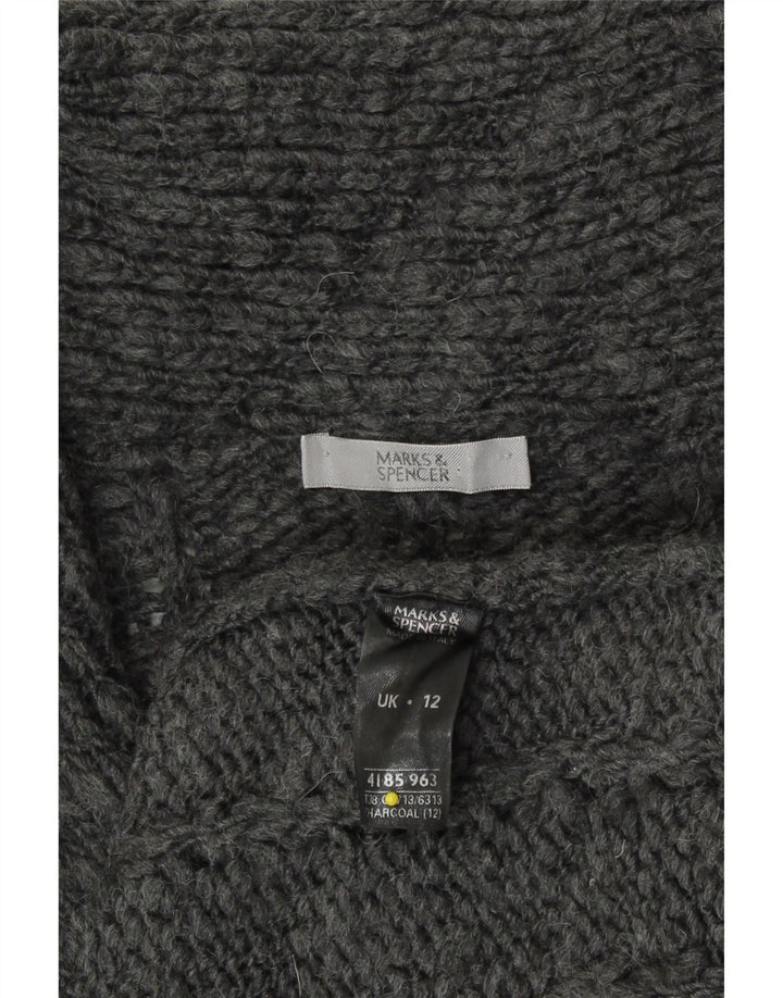 Suéter cardigã feminino Longline da Marks & Spencer Reino Unido 12 cinza médio acrílico