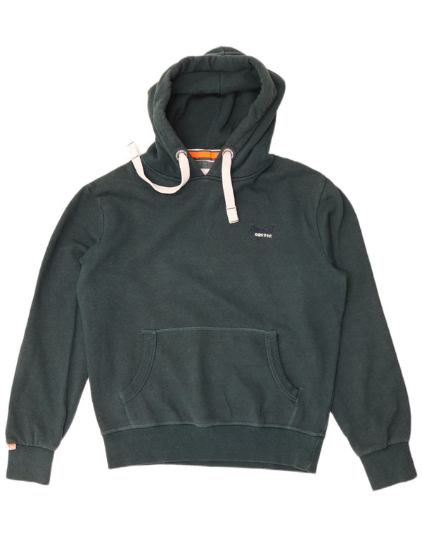 Suéter com capuz masculino Superdry grande algodão verde
