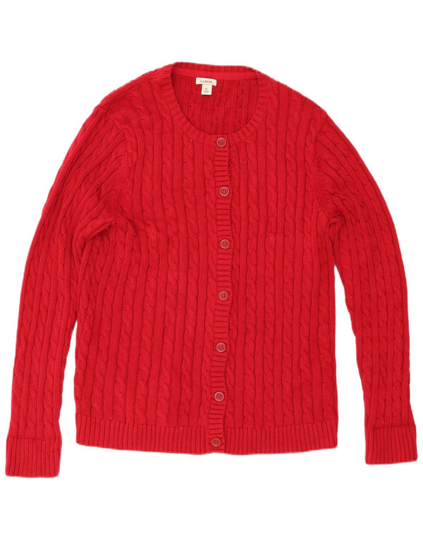 Suéter cardigã feminino L.L.Bean UK 18 XL algodão vermelho