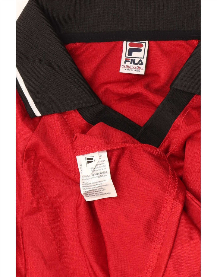 Camisa pólo gráfica masculina Fila 2XS poliéster colorblock vermelho