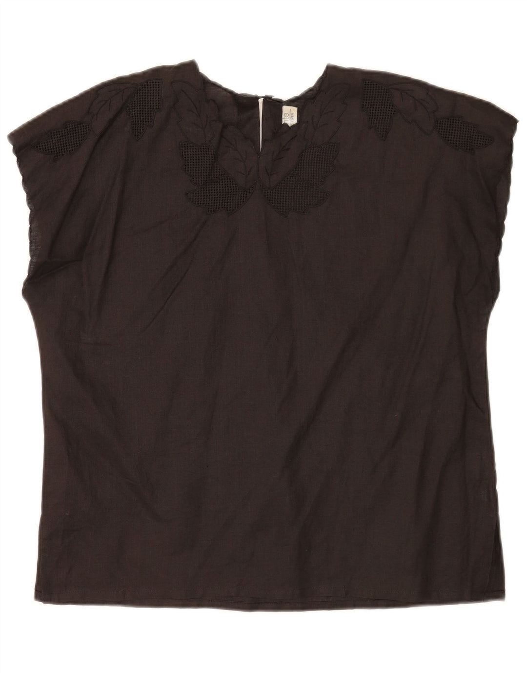 Blusa feminina Umberto Severi UK 14 linho floral preto médio