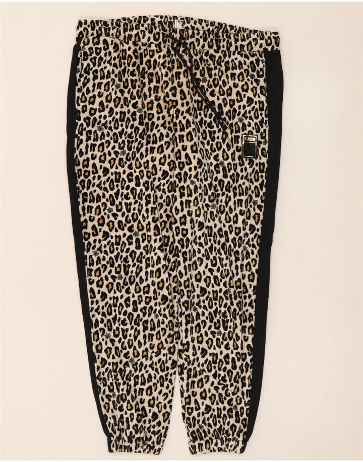 Calça de treino feminina PUMA Joggers UK 14 médio preto estampa animal