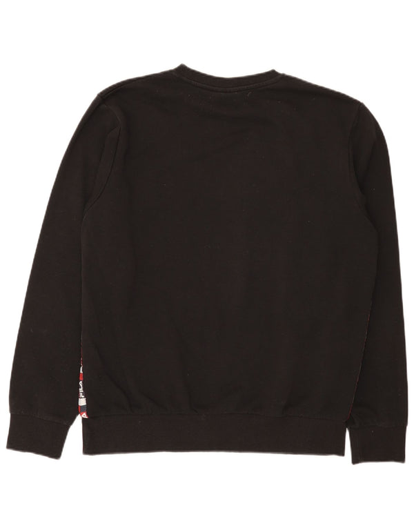 Fila Mens Graphic Moletom Jumper Médio Algodão Preto