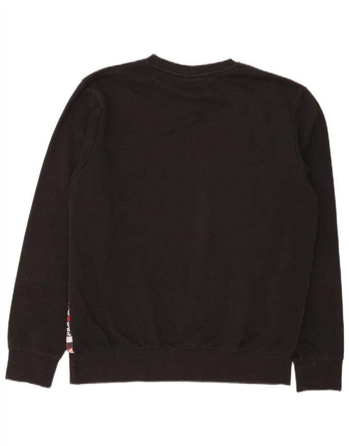 Fila Mens Graphic Moletom Jumper Médio Algodão Preto