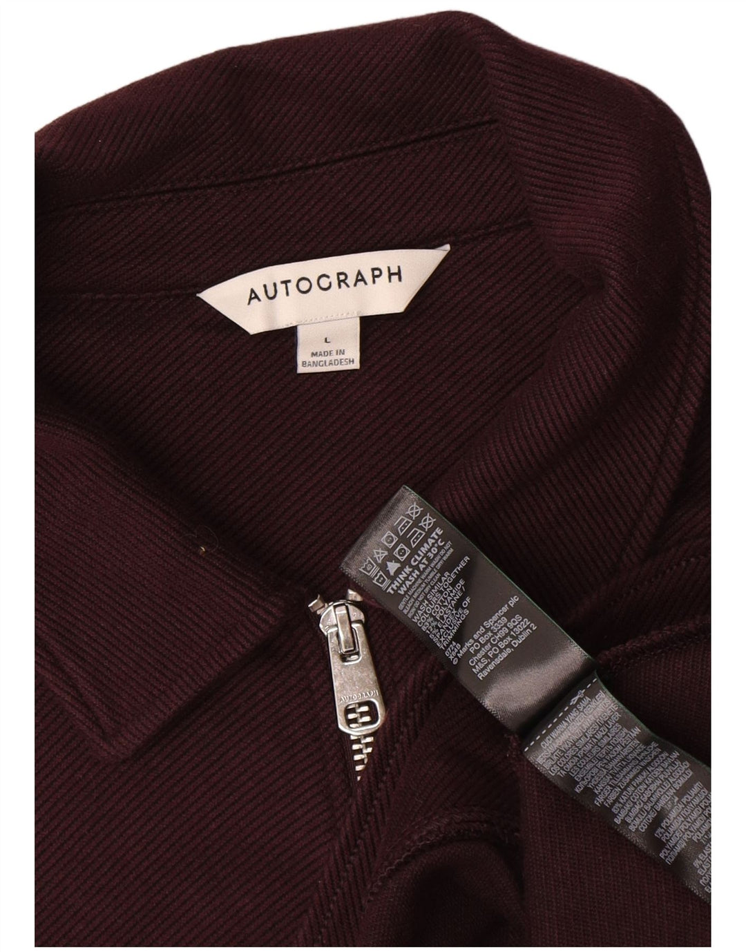 Jaqueta bomber masculina Marks & Spencer Autograph Reino Unido 40 grande algodão cor de vinho