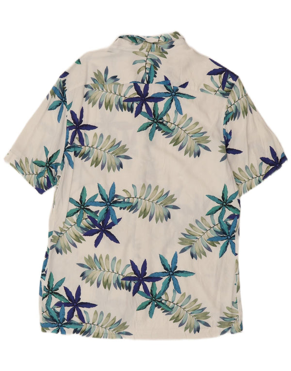 Camisa masculina de manga curta Reiss XL branca floral viscose