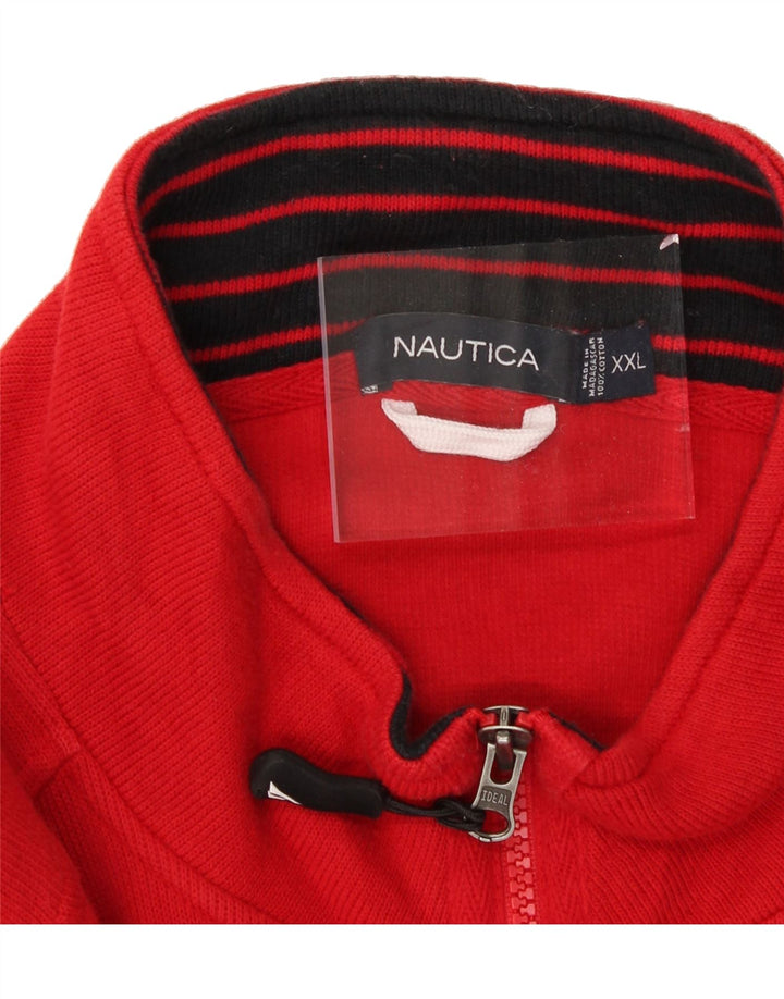 NAUTICA Mens Zip Neck Sweatshirt Jumper 2XL Red Cotton Vintage Nautica and Second-Hand Nautica from Messina Hembry 