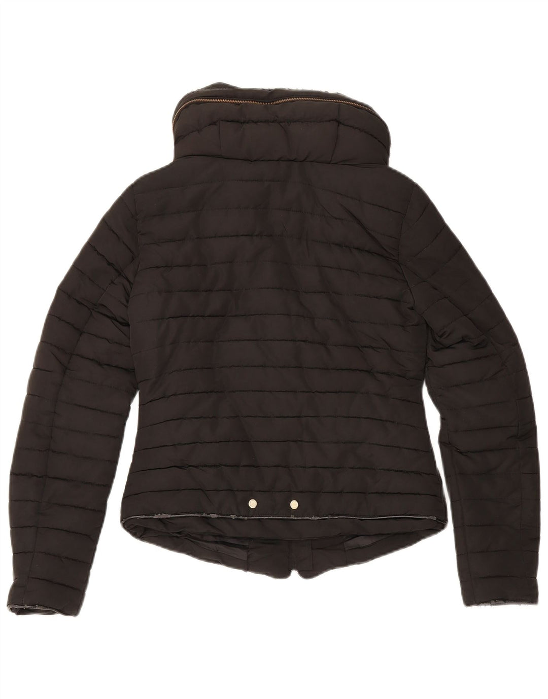Jaqueta acolchoada com capuz feminina Zara UK 10 poliéster preto pequeno