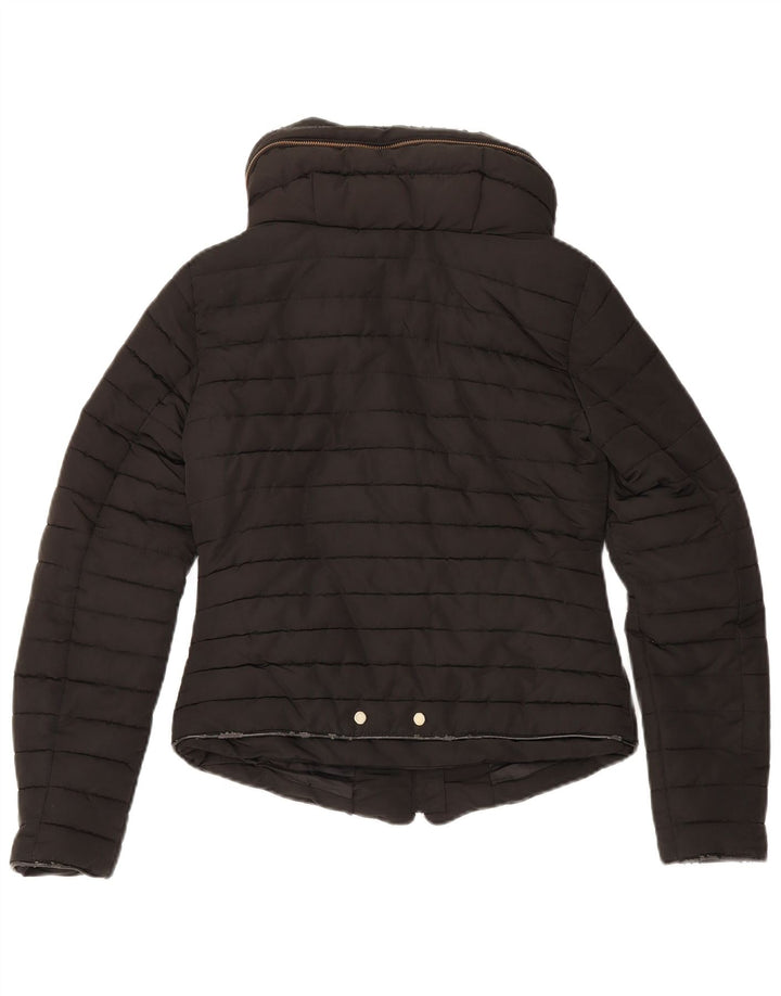 Jaqueta acolchoada com capuz feminina Zara UK 10 poliéster preto pequeno