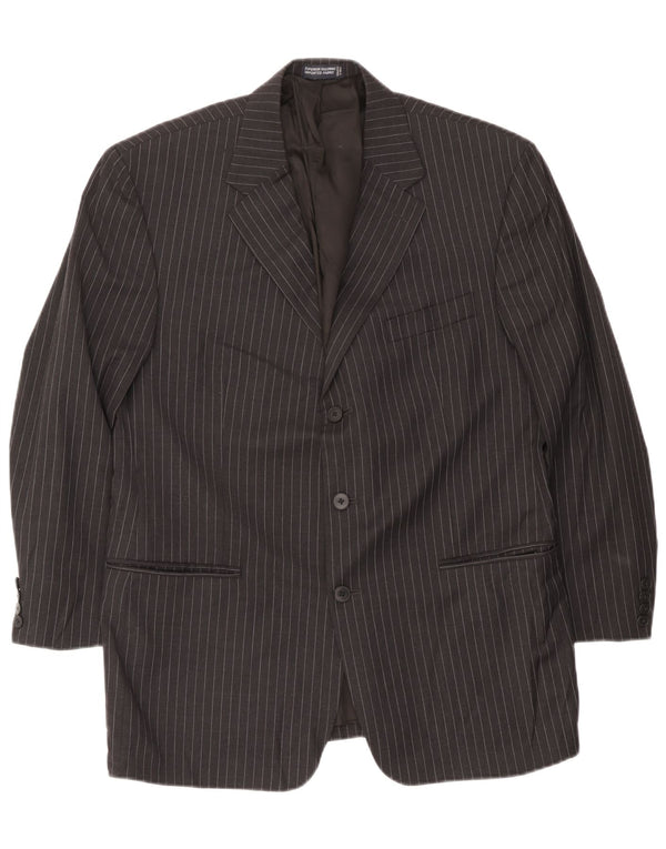 Jaqueta blazer masculina Nautica com 3 botões UK 44 2XL lã listrada preta