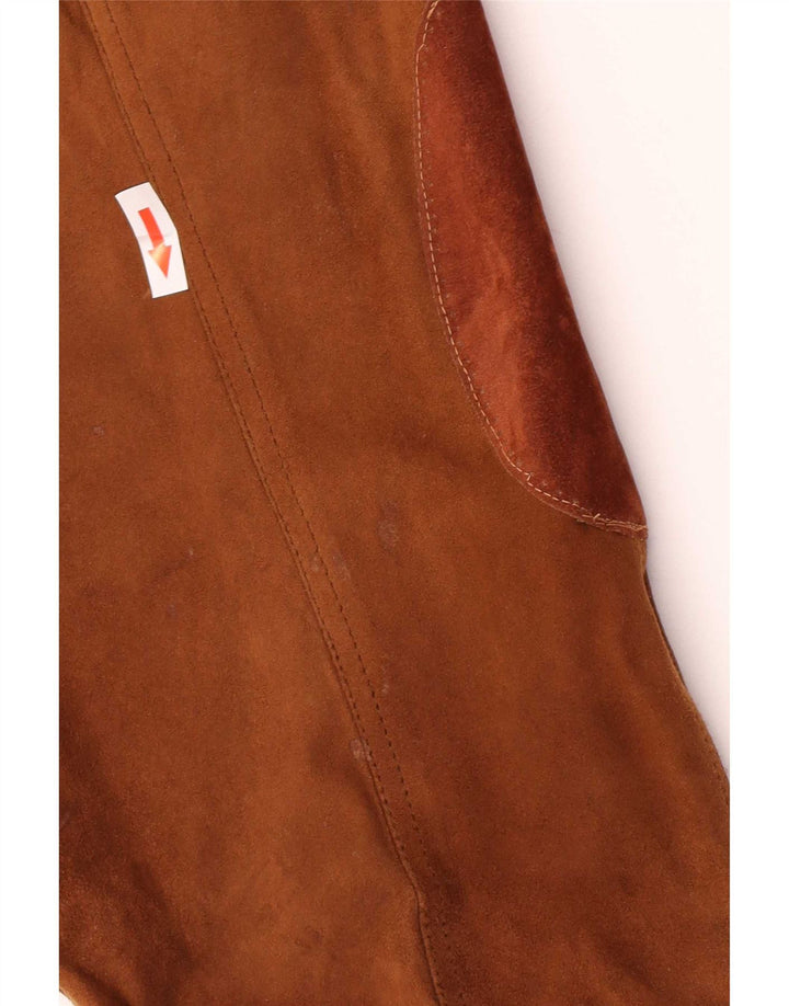 Jaqueta bomber masculina vintage de camurça IT 62 5XL couro bege