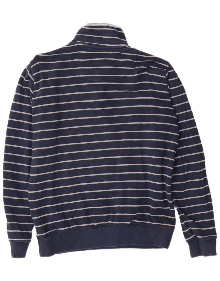 Crew Clothing Mens Moletom Jumper Pequeno Algodão Listrado Azul Marinho