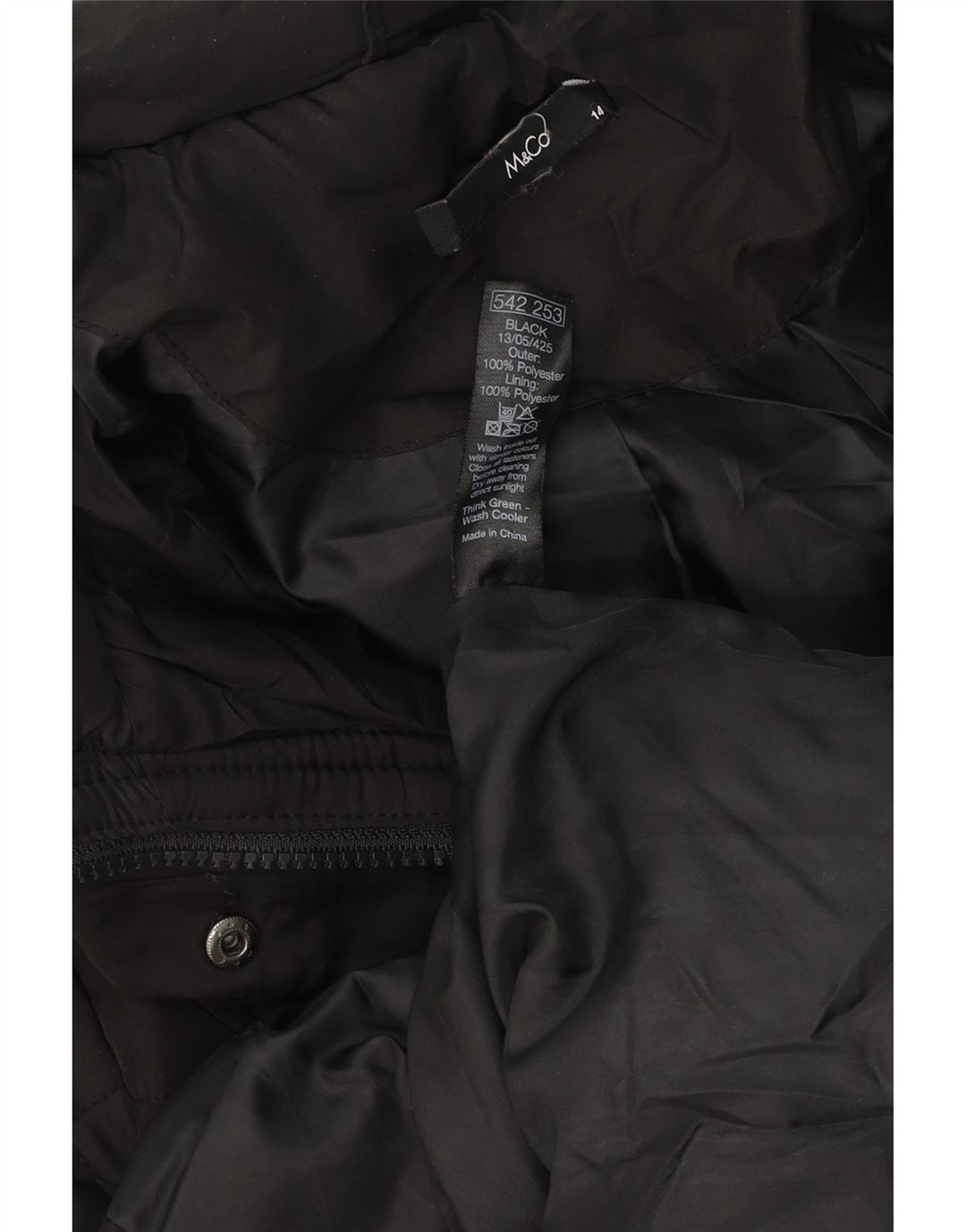 Casaco corta-vento feminino com capuz M&Co UK 14 poliéster preto médio