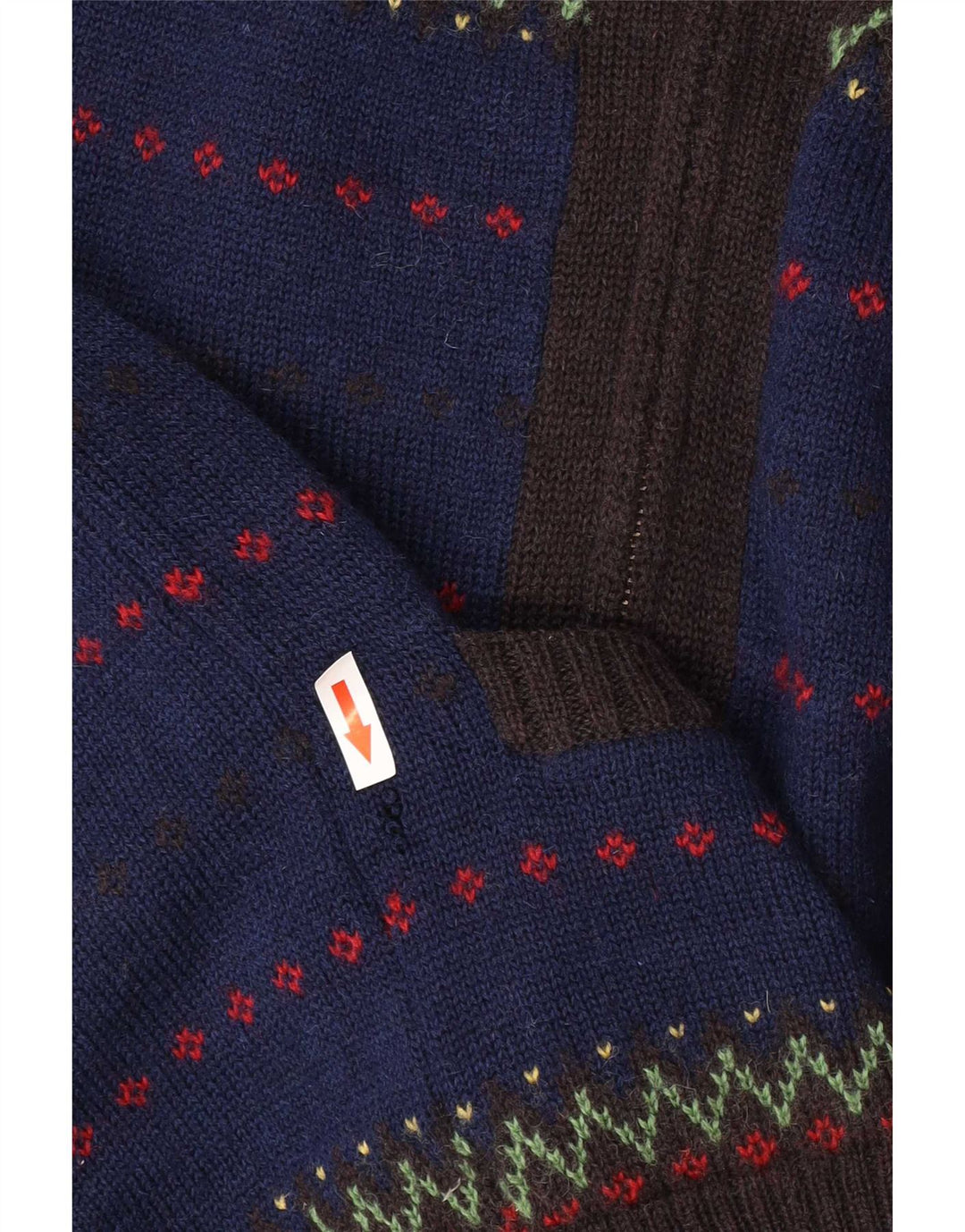 Suéter masculino Farah com zíper completo e lã Fair Isle azul médio